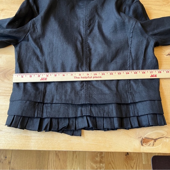 FOIL PLEAT DREAMS JACKET 6 LINEN LIGHTWEIGHT SINGLE CLASP CLOSURE RUFFLE HEM NWT - Picture 8 of 12